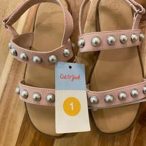 Cat & Jack Blush Pink Pearl-Embellished Girls Sandals